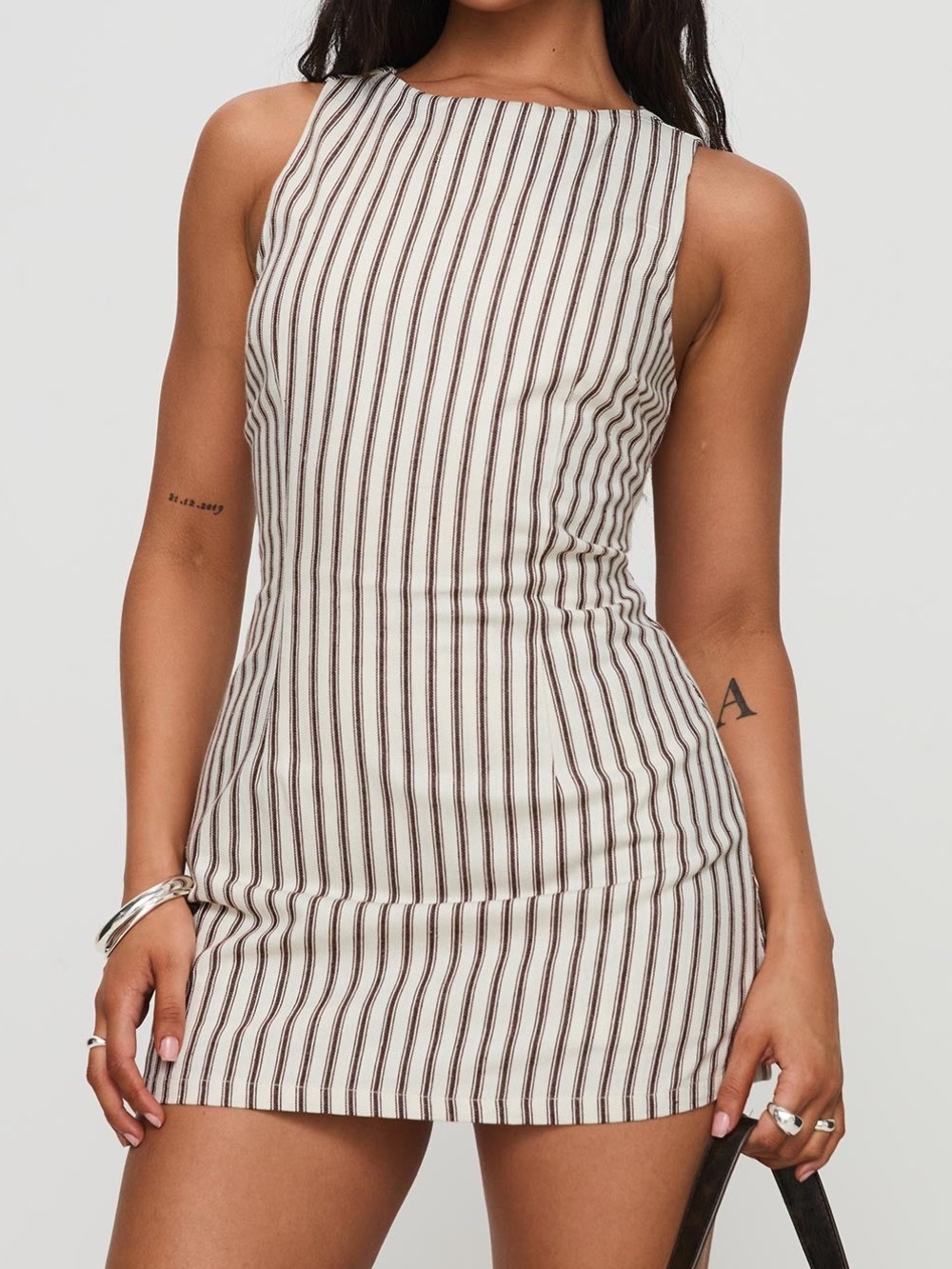Princess Polly Yumiko Romper Brown Stripe Sz 16